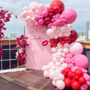150 st Alla hjärtans dag ballongbåge dekoration set rosa röd ros röda ballonger 18 " 10 " 5 " för kvinnor flickor Alla hjärtans dag mors dag