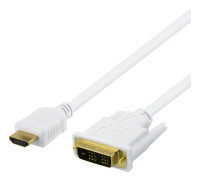  DELTACO HDMI till DVI-kabel, 3m, Full HD, vit