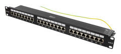 DELTACO 19" patchpanel, 24xRJ45, Cat6, 10Gbps, 1U, STP, metall, svart