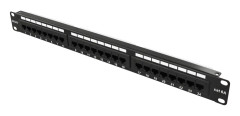 DELTACO PAN-124 - Patch-panel - CAT 6a - UTP - RJ-45 X 24 - svart - 1U - 19"