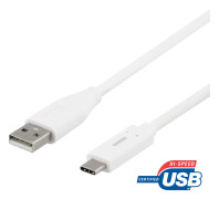 Deltaco USB 2.0 kabel, Typ C - Typ A ha, 2m - Vit