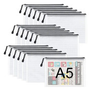 A5 plastfickor med dragkedja - 18 st A5 nätfickor med dragkedja i plast Dokumentfickor med dragkedja Reseförvaringspåse för kontorsmaterial Black 18 PCS A5