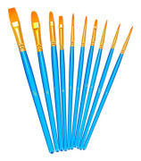 Set, 10 st rund spetsad spets nylon penslar, professionell fin akrylolja akvarellborstar för ansiktsnagelkropp