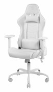 DELTACO GAMING GAM-096 - Spelstol - ergonomisk - högsvart - armstöd - T-formad - lutning - svängtapp - PU-behandlat läder, aluminiumram - vit