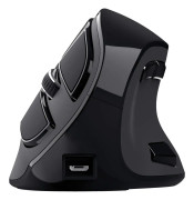 Trust Voxx - Vertikal mus - ergonomisk - högerhänt - optisk - 9 knappar - trådlös - Bluetooth, 2.4 GHz - trådlös USB-mottagare