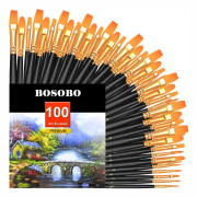 Paint Brush Set, 10 Pack 100 Stk Rund Spisspets Paintbrushes Nylon Hair Artist Akryl Penslar för Akrylolja Akvarell, Face Nail Ar