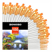 Paint Brush Set, 10 Pack 100 Stk Rund Spisspets Paintbrushes Nylon Hair Artist Akryl Penslar för Akrylolja Akvarell, Face Nail Ar