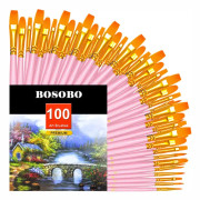 Paint Brush Set, 10 Pack 100 Stk Rund Spisspets Paintbrushes Nylon Hair Artist Akryl Penslar för Akrylolja Akvarell, Face Nail Ar