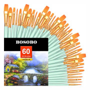 Penslar Set, 6-pack 60 st Rund spetsig spets målarpenslar Nylon Hair Artist Akryl Penslar för Akrylolja Akvarell, Face Nail Art, M