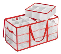 Rootz Christmas Ball Storage Box - Ornament Organizer - Holiday Decoration Container - PP Plast - 64,5cm x 33,5cm x 34cm - Cherry Red