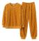HAUFR Dam Fluffy Fleece Pyjamas Set 2 delar Varm Fleece Pyjamas Set Mjuka nattkläder Långärmade Crewneck fickor Byxor -1 Yellow X-Large