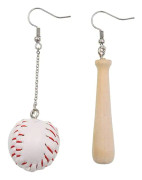 Sportspel Baseball Örhängen Asymmetrisk 3D Ball Softball Bat örhängen Kläm på icke-piercing smycken för kvinnor Söt spelare Cheer Leader Tillbehör