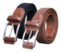 2PCS herr elastisk flätad bälte