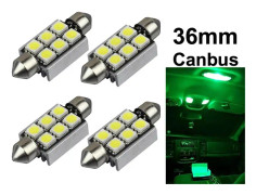 Spollampa 36mm grön Canbus Led 5050SMD 4-pack C5W SV8.5