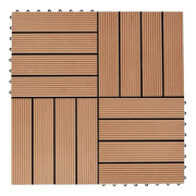 Terrassplattor, 22 stycken, WPC Teak/Grå/Svart, Teak