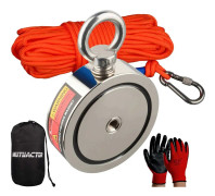 Neodymium Magnetfiske, Dubbelsidig, 350KG Vertikal Dragkraft, Silver, Vertikal dragkraft