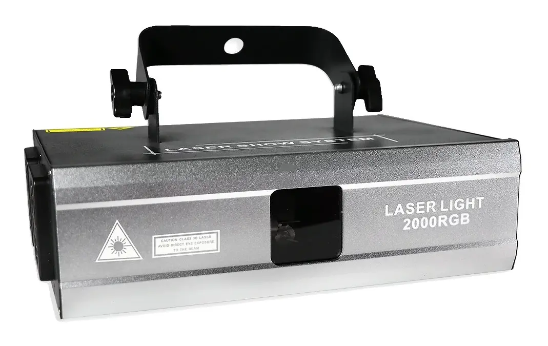 Scenlaserljusprojektor, RGB-animation, strålskanner, 2W RGB Laserljus, EU-kontakt