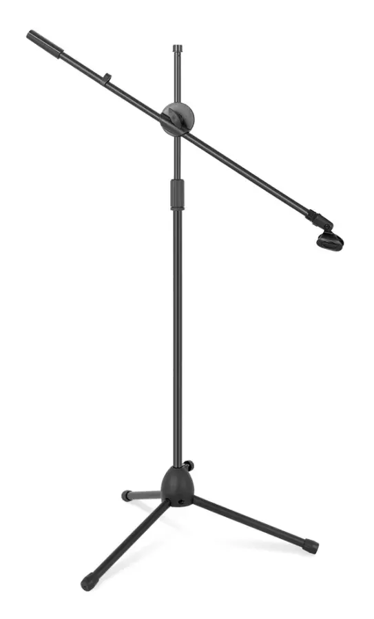 Mikrofonstativ, Boom Arm-design, Hopfällbart tripod-bas, Helt Svart