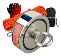 Fiskeredskap Magneter, 350KGX2 Dragkraft, N52 Magnet Set, Magnet och rep, 350KG Dubbelsidig