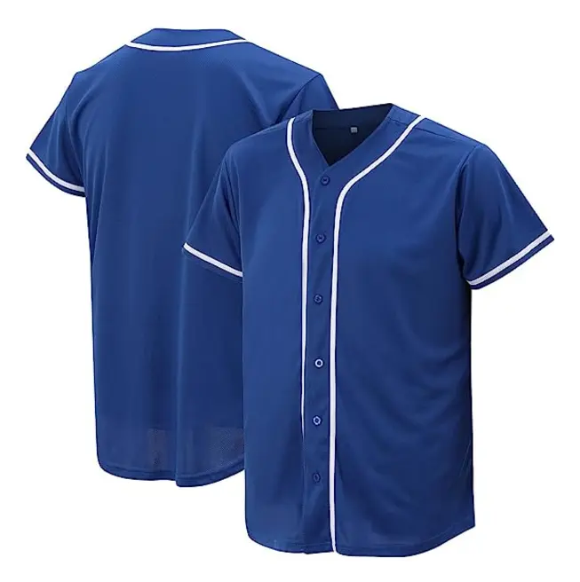 Baseballtröja för män och kvinnor, basebolltröjor för skräddarsydda skjortor med knappar, hipster hiphop sportuniformer blue xxl