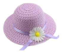 Baby flicka blomma gräs hatt (hatt omkrets 52-54cm, lila), söt blomma solhatt, sommar strandhatt, baby flicka gräs hatt, småbarn strandhatt set, o