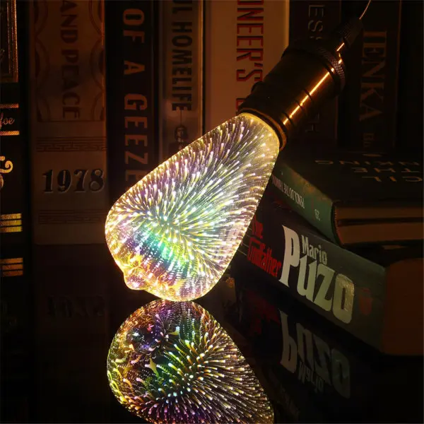 3D Firework LED-lampa LED-lampor 3D Firework-effekt 4W E27 Firework LED-lampa Vintage färgglad dekorativ glödlampa