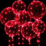 Ljusballonger, 10-pack 24 tum Valentine Bobo-ballonger med 9,8 fot LED-slingor för Alla hjärtans dag, bröllop, jul, födelsedagsfest (röd)
