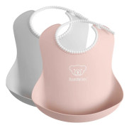 BabyBjörn Baby Bib - matlapp, 2 st, Grå / Puderrosa