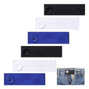6 st Elastiska Midjeutvidgare, Justerbara Midjebandsutvidgare, Knapputvidgare för Byxor Jeans Byxor, med 3 Färger