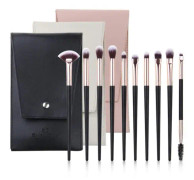 10 st/set Ögonskugga Makeup Borstar Verktygsset（med PU-påse） Svart