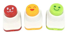 Gör-det-själv sushiverktyg, plast- och zinkskärare, smiley-ansiktsdekoratör för risbollar, fjäderdriven, 3-pack
