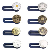Paket med 8 midjebandsförlängningsknappar, midjeförlängningsknapp, jeans infällbar knapp, metallbyxknäppförlängningsknappar, midjebandsförlängare