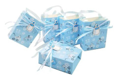 24 x Blå baby shower-presentpåse pojke mjuk påse mini festpapperspåse för babypojke födelsedagsfest dop dopfest Barnens dag-presenter
