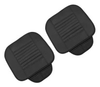 2-pack främre cover Andningsbar läderkuddematta Hemmakontor Autostolsdyna Svart