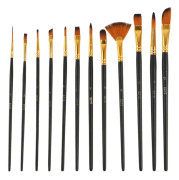 Skaaisont PaintBrushes, 12 st Set, Flera storlekar Nylon hårborste Trä pennkropp, Lämplig för modell, konst, akryl, akvarell, olja och gouache