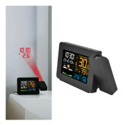 Inomhus- och utomhustermometer 60 m överföringsklockprojektionsfunktion Temperaturprognos Digital hygrometer EU 100-240V