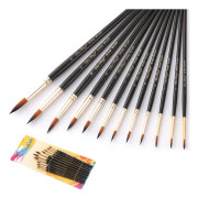 Fuumuui Painting Brush Set - 9 delar professionell set för akvarell, akryl, oljemålning, gouache |Akvarellpenslar, set