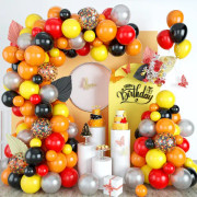 Ballonggirlang Kit, 83PCS Svart Orange Gul Konstruktion Ballonggirlang Båge Kit med Konfetti Latexballonger För Födelsedagsfest Dekoration