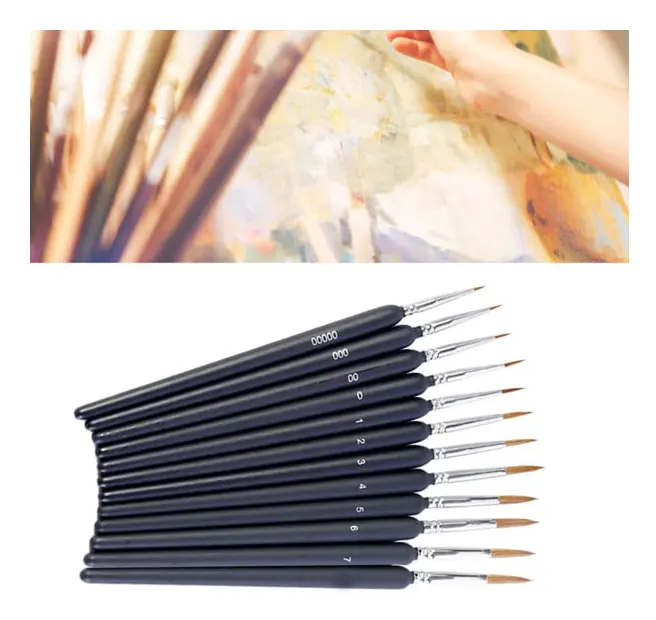 11st detalj set Multipurpose kopparpenna Barrel Art målarpenslar för linjeritning