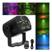 Scenljus Mini USB laserljus med fjärrkontroll LED Scenblixt KTV Hemunderhållningsdekorativa ljus