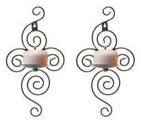 Väggmonterad ljusstake i metall, set om 2, svart