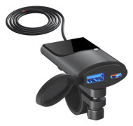 Motorcykel USB laddare med QC 3.0 18W USB och 30W Type-C-port IP67 Vattentät och dammtät 12V USB adapter för mobiltelefonnavigering