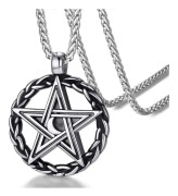 Anpassningsbart Pentakelhalsband Pentagramhänge med kedjefläck
