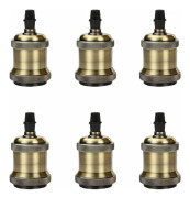 6 delar vintage E27 lamphållare, Edison retro lamphållare taklampa adapter mässing vintage sockel (6 delar) Dksfjkl