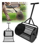 XMTECH kompostspridare, 65 cm gödselspridare, trädgårdskomposteringstrumma, metallrullekapacitet 80L, svart