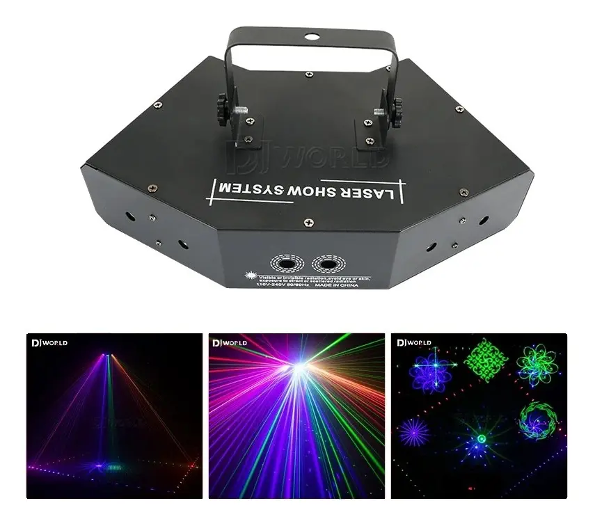 DJWORLD Laserljus, RGB-skanning, DMX512-kontroll, 6 ögon RGB, EU-kontakt