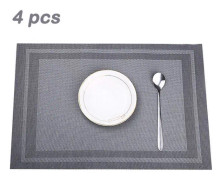 Set med 4 tvättbara PVC bordstabletter Halkfri Slitbeständig Värmebeständig 45cmx30cm (grå)