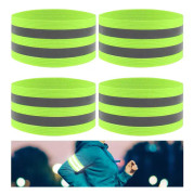 Cykelreflexarmband, justerbart reflexarmband, säkerhetsarmband, hög synlighet cykling löpning(4 st) Green