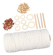 ETO- Macrame Kit Macrame Kit för nybörjare, med träpärlor, ringar, sladd, växthängare, tillbehör