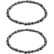 Magnetisk Hematit Lättar Ledvärk och Främjar Sömn Fotkedja 2st Ljus Svart för Män och Kvinnor 22CM